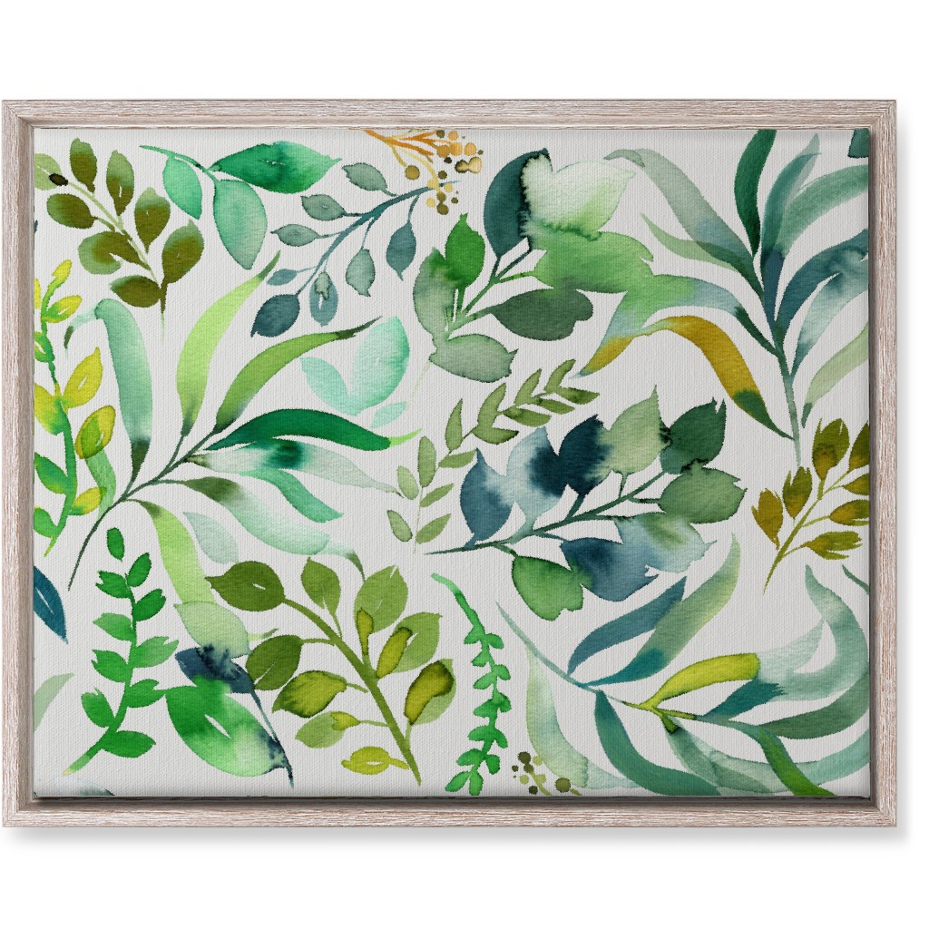 Watercolor Leaves Wall Art, Rustic, Single piece, Canvas, 16x20, Green