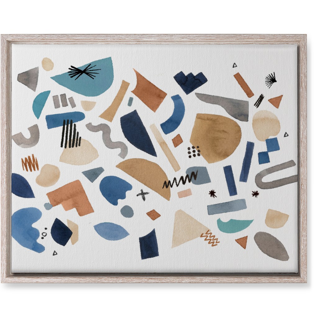 Geometric Abstract Pieces - Blue Wall Art, Rustic, Single piece, Canvas, 16x20, Multicolor