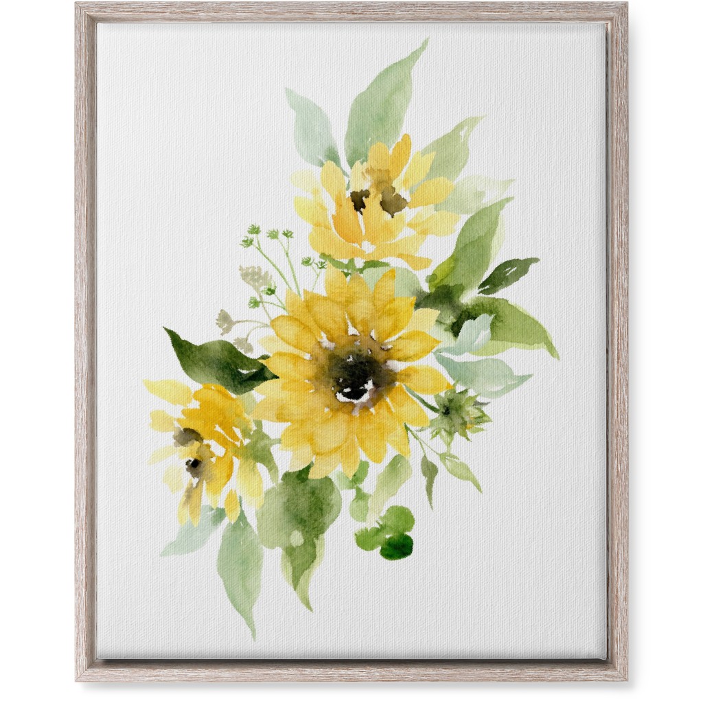 Sunflowers Watercolor - Yellow Wall Art, Rustic, Single piece, Canvas, 16x20, Yellow