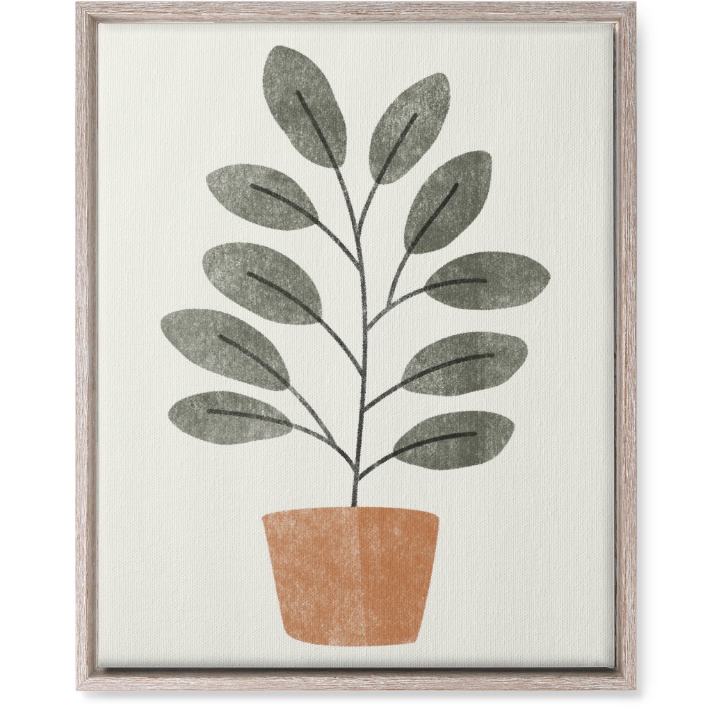 Botanical Plant in Pot - Gray and Beige Wall Art, Rustic, Single piece, Canvas, 16x20, Gray