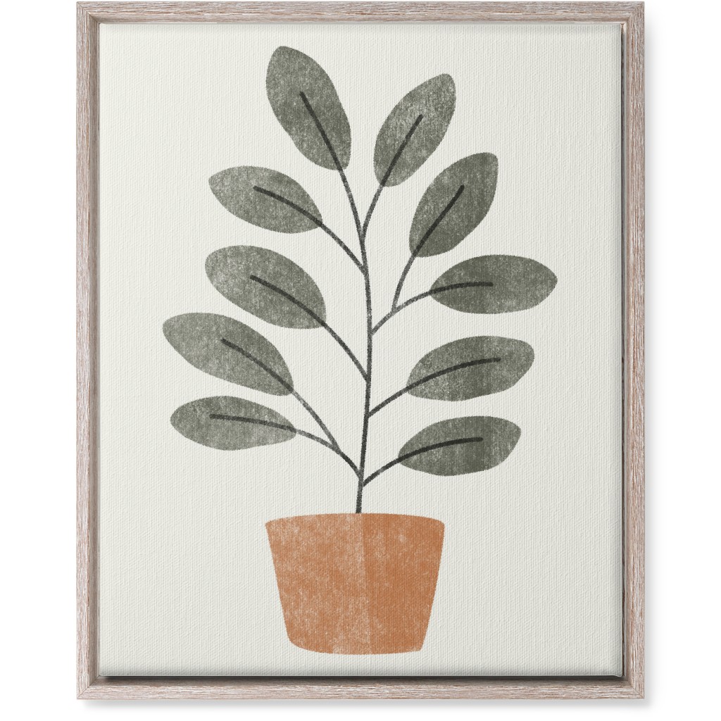 Botanical Plant in Pot - Gray and Beige Wall Art, Rustic, Single piece, Canvas, 16x20, Gray, Gray