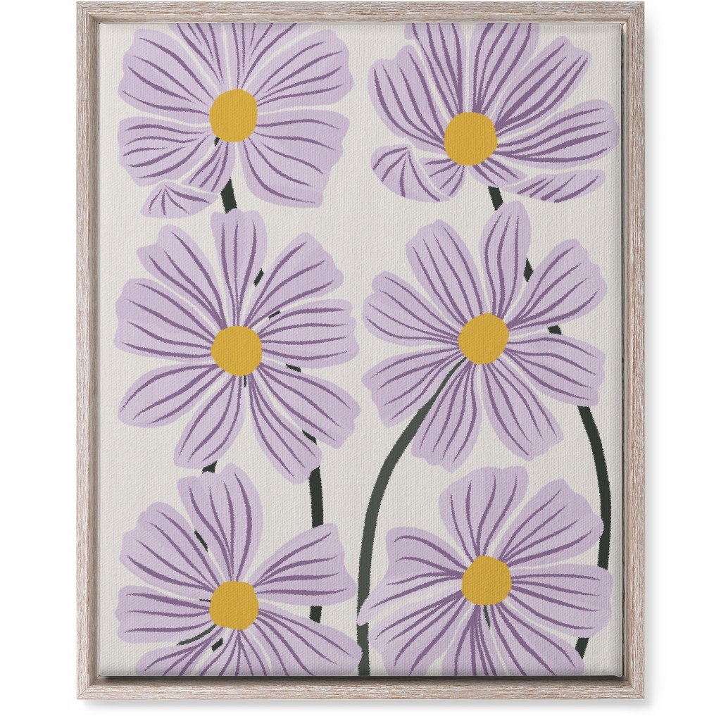 Botanical Cosmos Flowers Wall Art, Rustic, Single piece, Canvas, 16x20, Purple