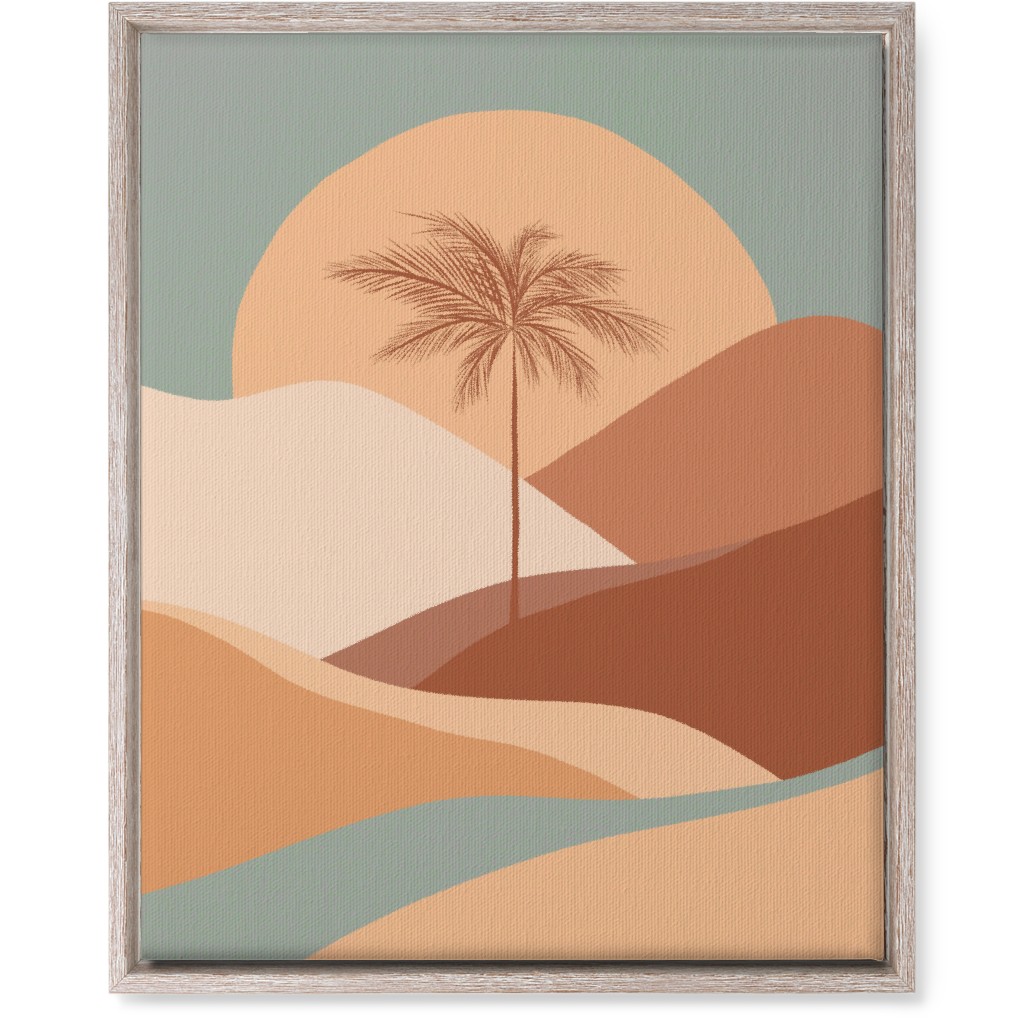 Tropical Boho Palm Sunset - Orange and Blue Wall Art, Rustic, Single piece, Canvas, 16x20, Multicolor