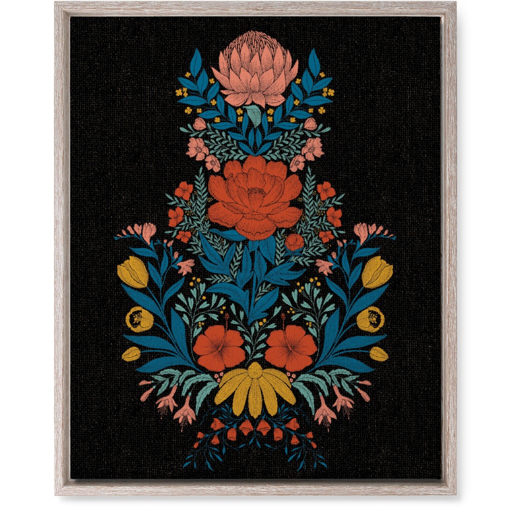 Garden Flower Wall Art, Rustic, Single piece, Canvas, 16x20, Multicolor, Coal