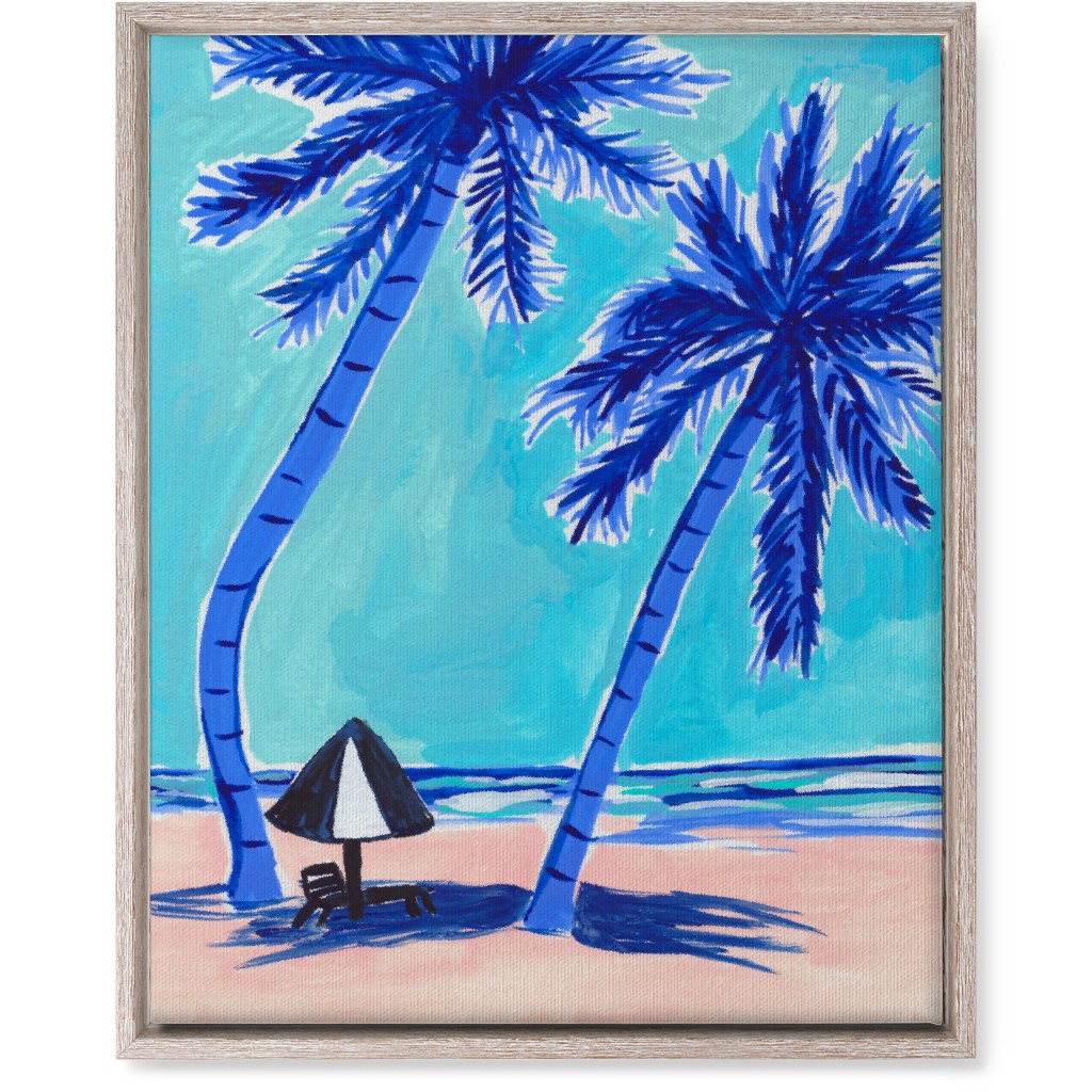 Beach Side - Blue and Beige Wall Art, Rustic, Single piece, Canvas, 16x20, Blue, True Blue