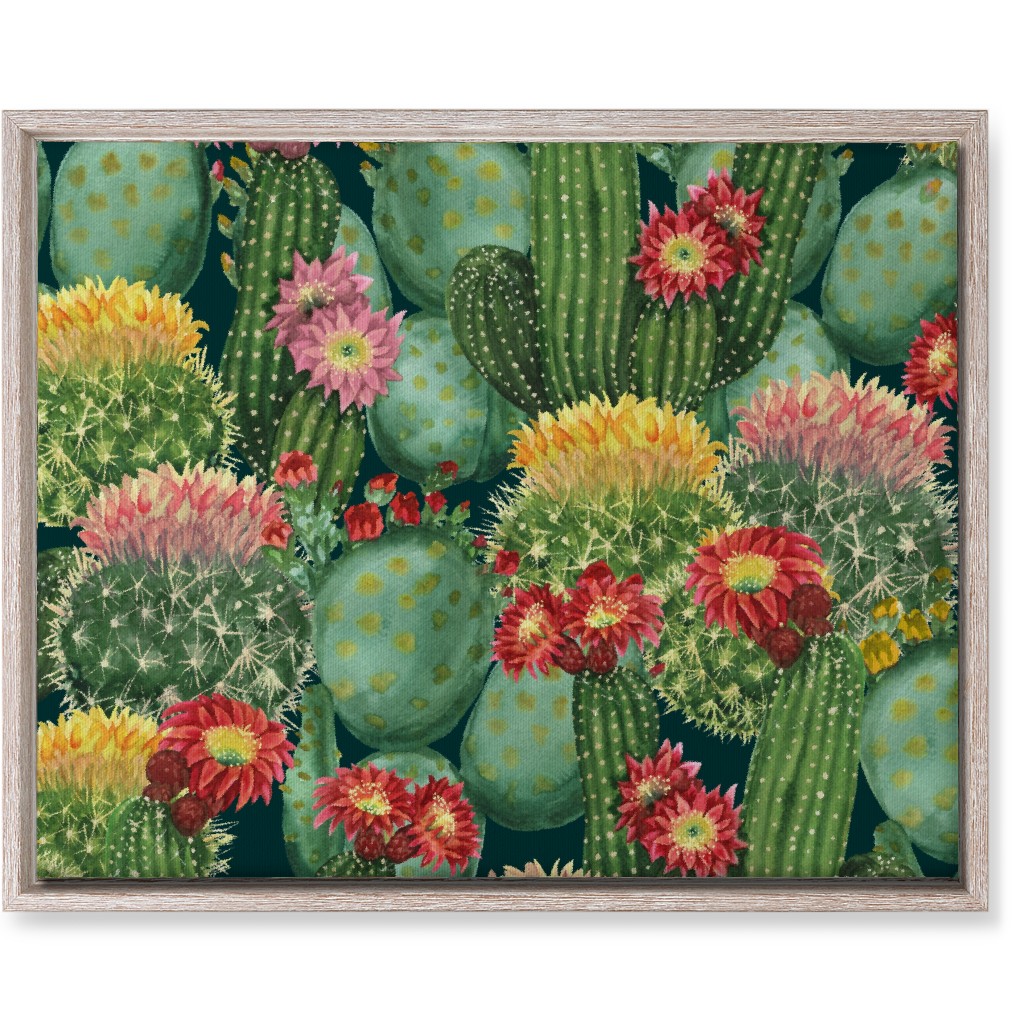 Tropical Cactus Flowers Wall Art, Rustic, Single piece, Canvas, 16x20, Multicolor