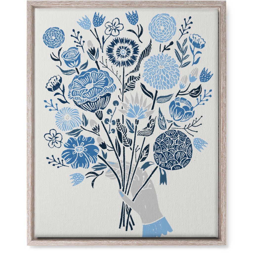 Bouquet in Hand - Blue Wall Art, Rustic, Single piece, Canvas, 16x20, Blue, True Blue