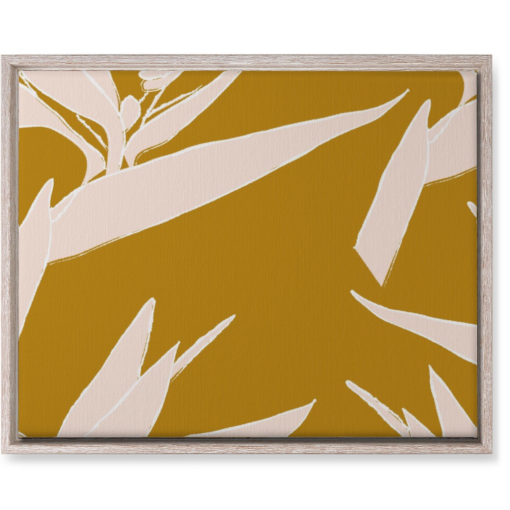 Birds of Paradise - Mustard and Pale Peach Wall Art, Rustic, Single piece, Canvas, 16x20, Yellow