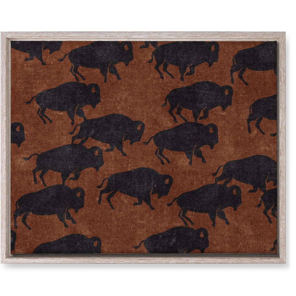Bison Stampede - Inkwell on Brandywine Wall Art, Rustic, Single piece, Canvas, 16x20, Brown, Brown