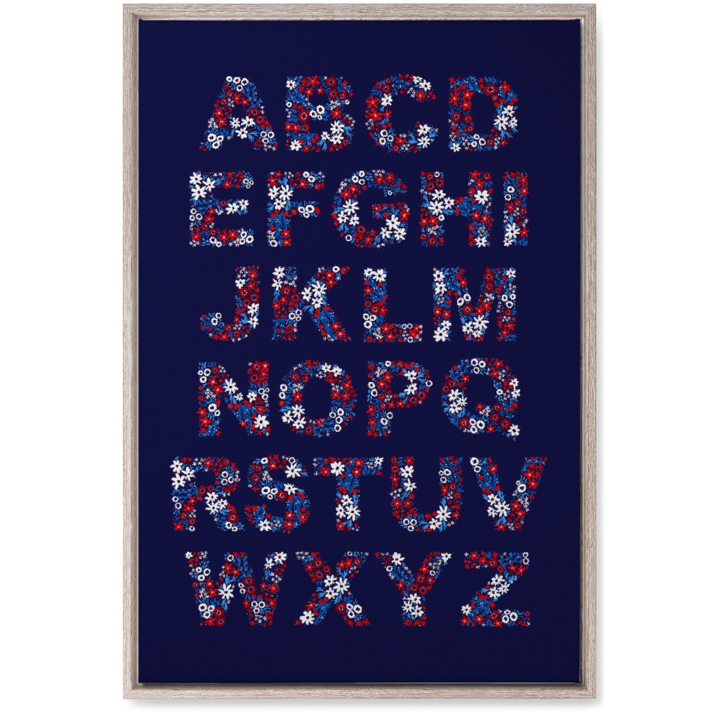 Rustic Wildflower Alphabet Wall Art, Rustic, Single piece, Canvas, 20x30, Blue, Charcoal