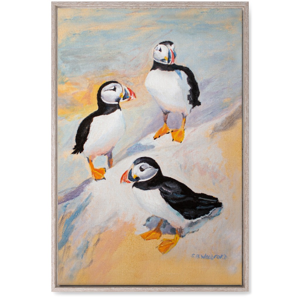 Puffins, Penguins - Multi Wall Art, Rustic, Single piece, Canvas, 20x30, Multicolor