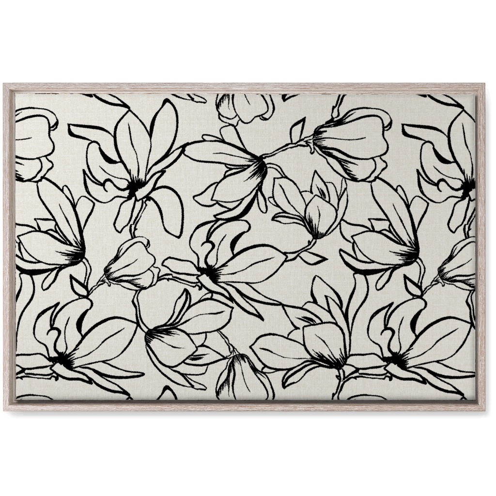 Magnolia Garden - Textured - White & Black Wall Art, Rustic, Single piece, Canvas, 20x30, Beige