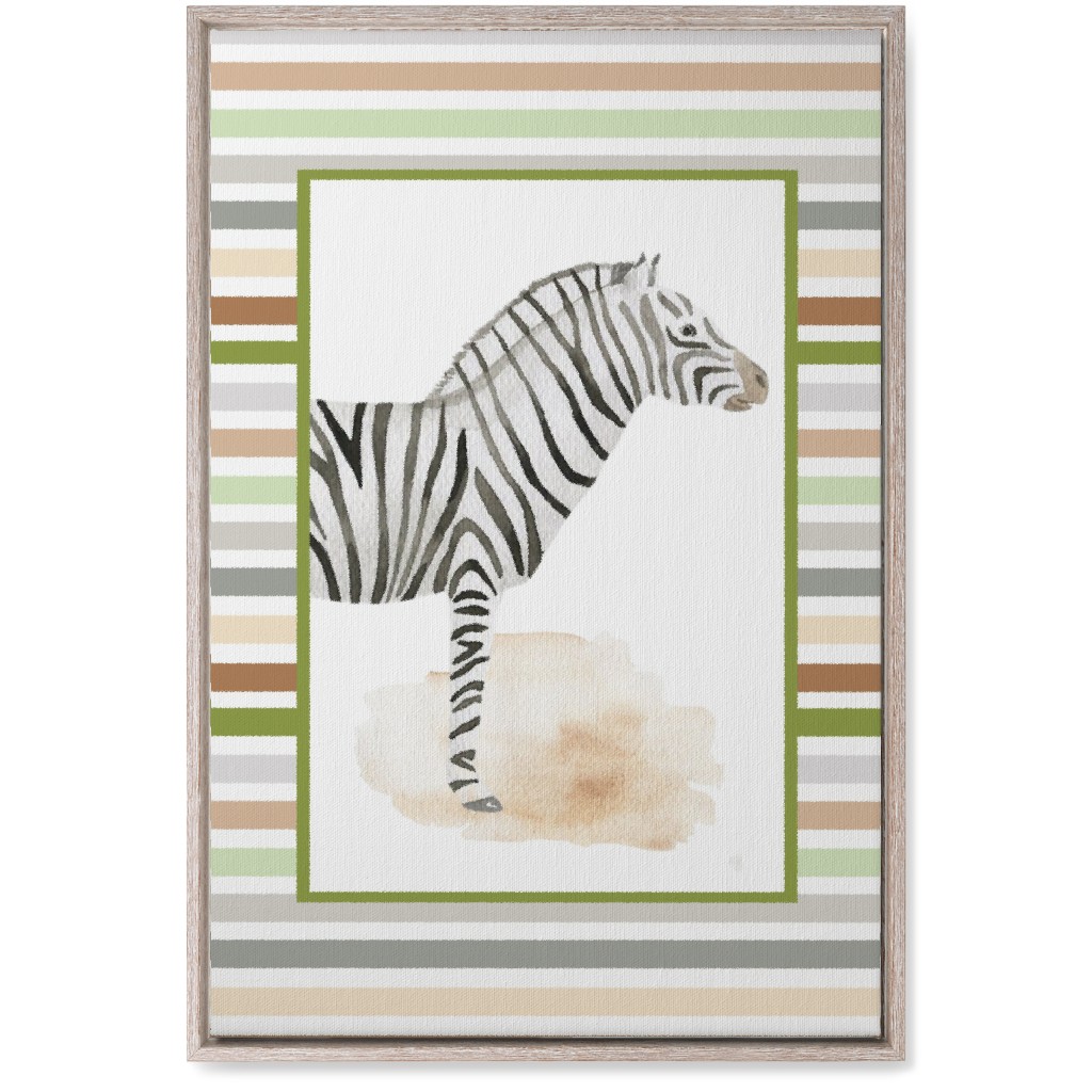 Jungle Safari Animals and Stripes - Zebra Wall Art, Rustic, Single piece, Canvas, 20x30, Multicolor