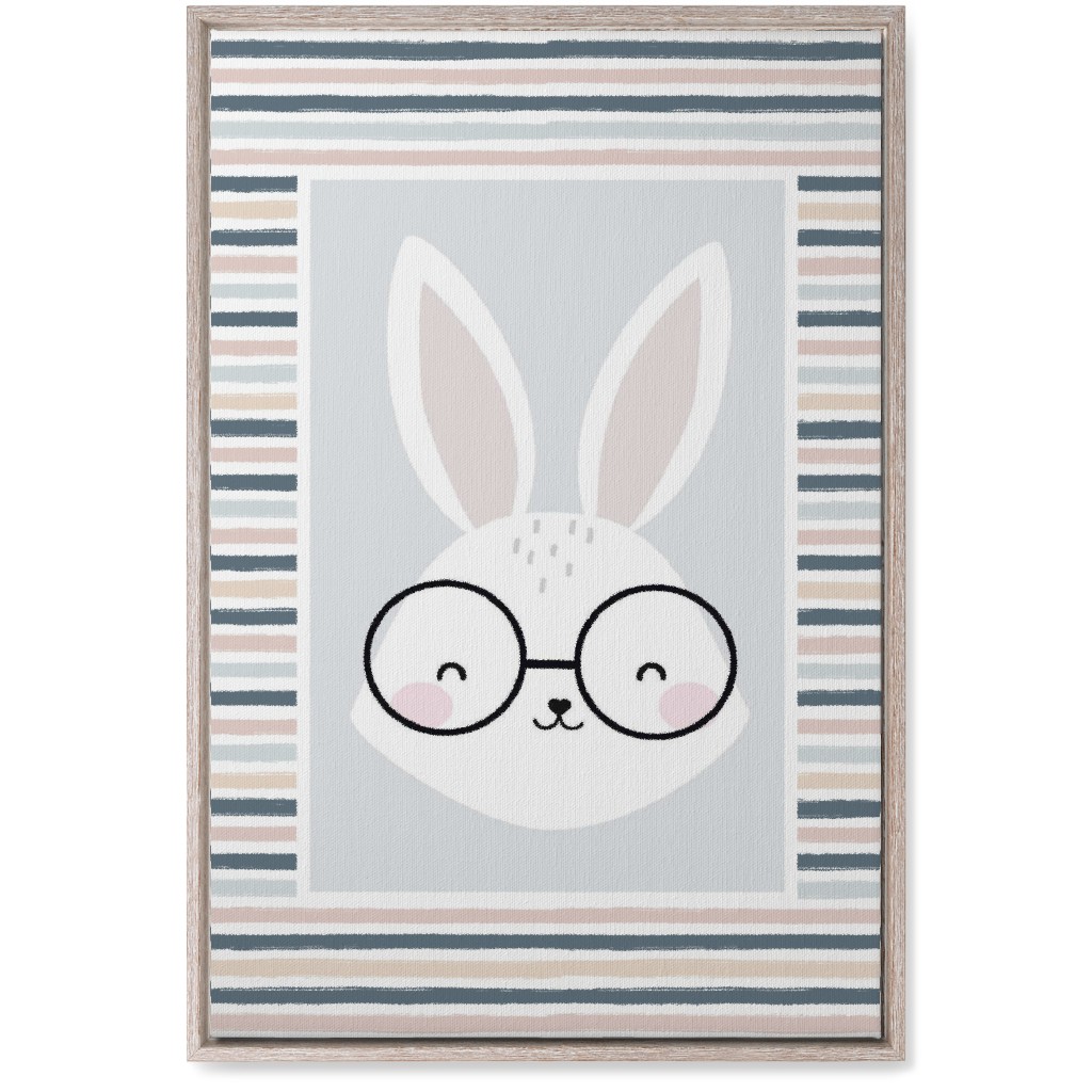Spring Baby Boy Bunny - Neutral Soft Palette Wall Art, Rustic, Single piece, Canvas, 20x30, Blue