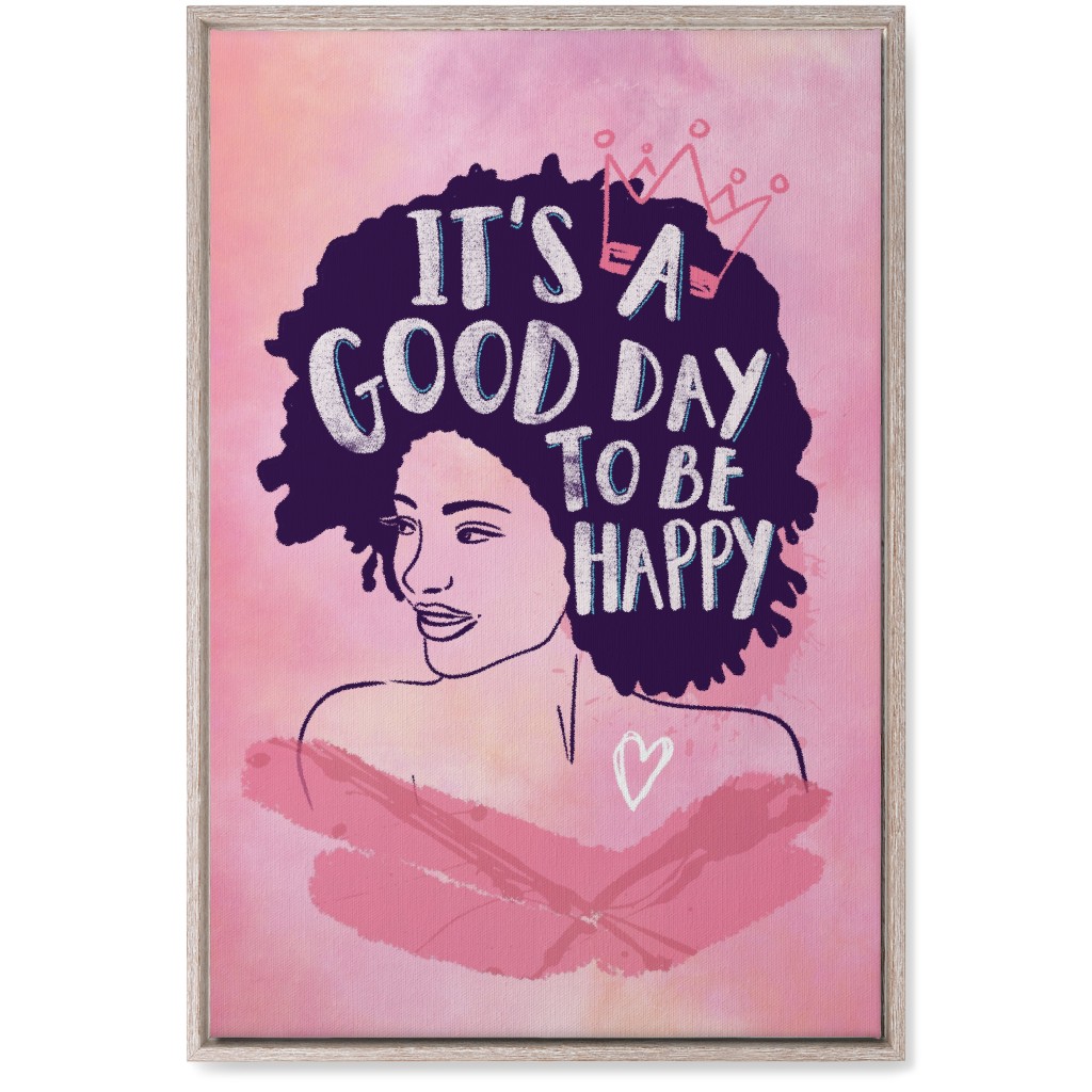 It's a Good Day To Be Happy Wall Art, Rustic, Single piece, Canvas, 20x30, Pink, Bright Pink