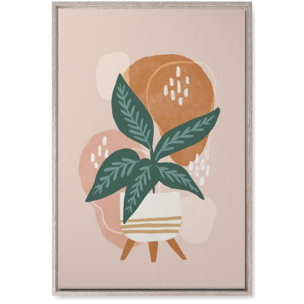 House Plant on Blush Wall Art, Rustic, Single piece, Canvas, 20x30, Pink