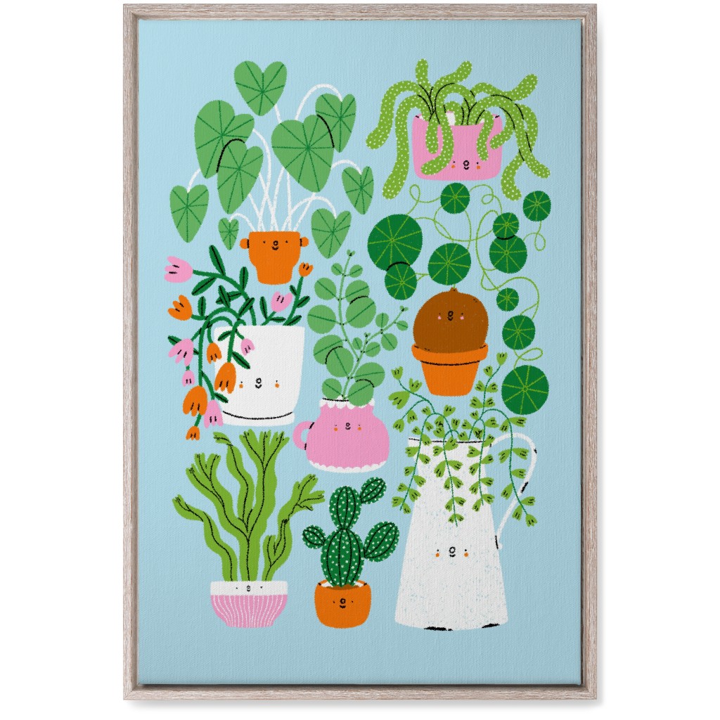 Plants Are Friends - Muti on Blue Wall Art, Rustic, Single piece, Canvas, 20x30, Multicolor