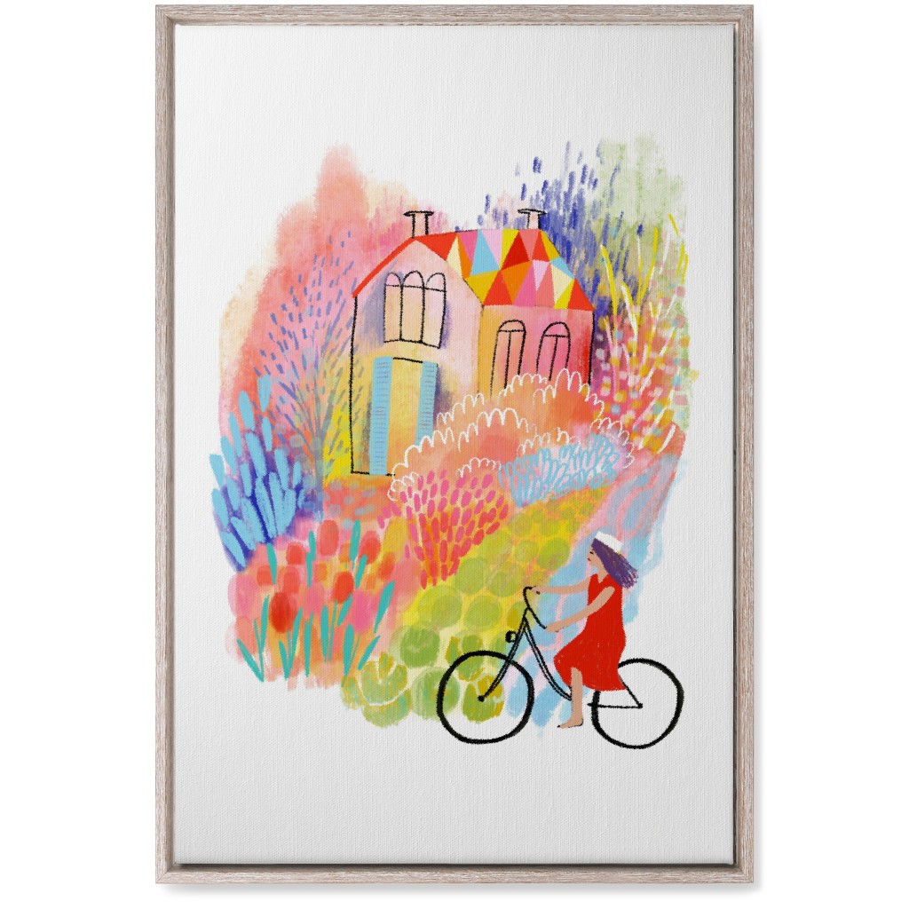 Cycling Through Spring Gardens - Multi Wall Art, Rustic, Single piece, Canvas, 20x30, Multicolor