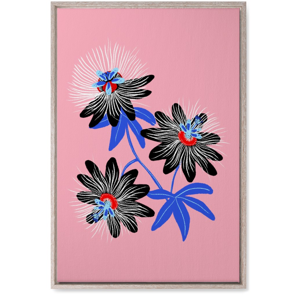 Passion Flower - Multi on Pink Wall Art, Rustic, Single piece, Canvas, 20x30, Pink