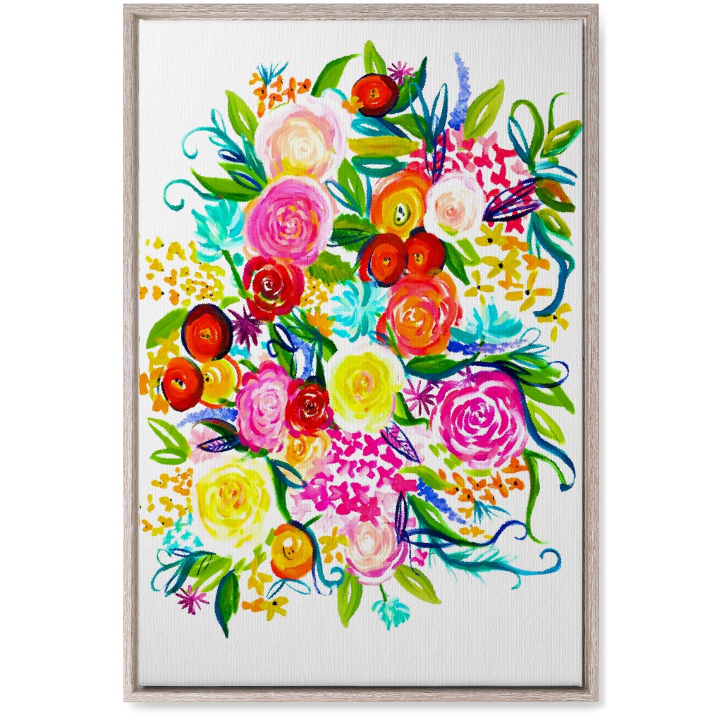 Summer Floral Acrylic Floral - Neon Wall Art, Rustic, Single piece, Canvas, 20x30, Multicolor