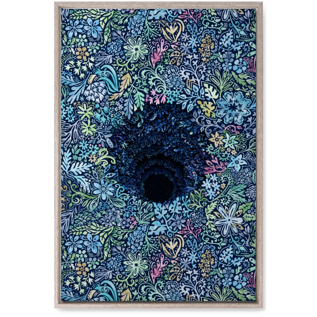 Deep Down Colorful Floral Abstract Wall Art, Rustic, Single piece, Canvas, 20x30, Blue, Oasis