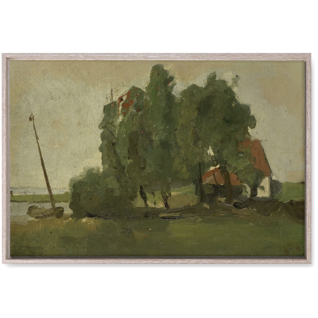 Lakeside Cottage Wall Art, Rustic, Single piece, Canvas, 20x30, Green, Classic Green