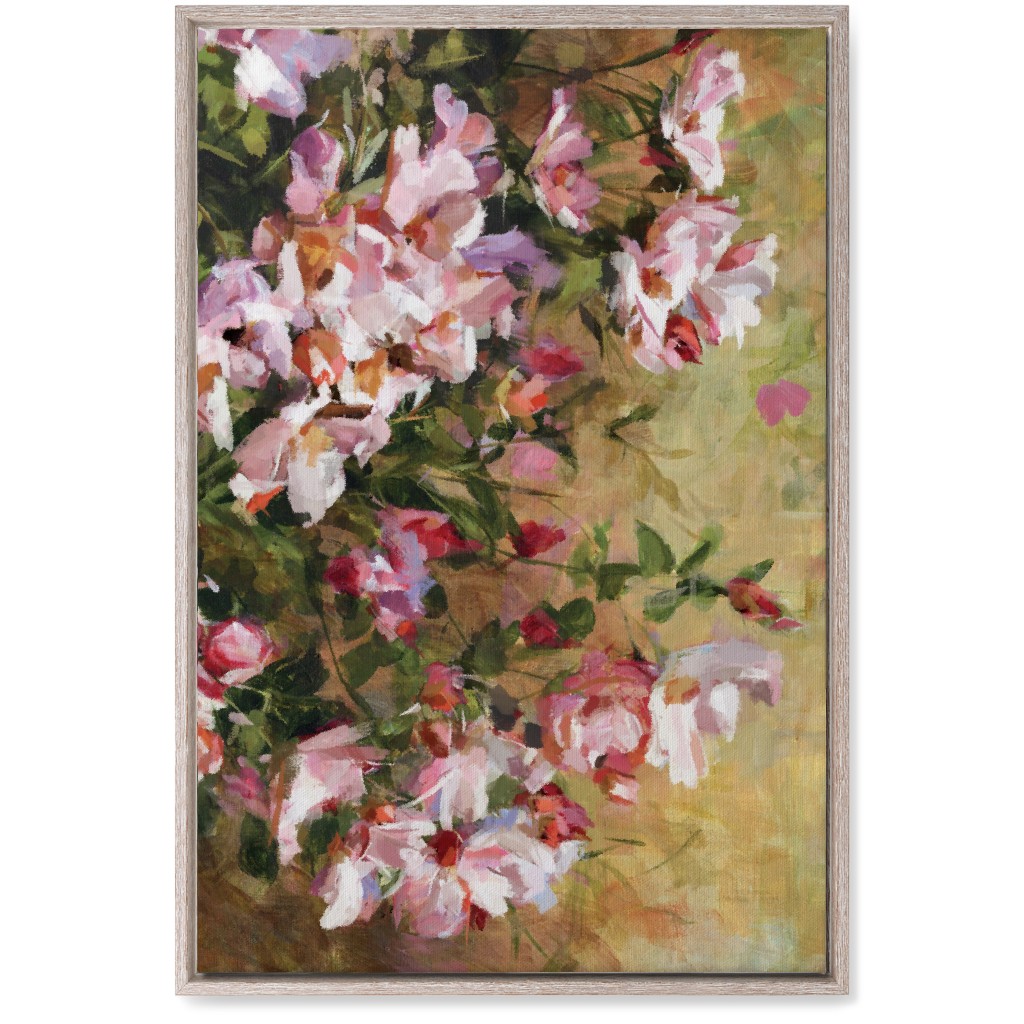 Wild Roses Painting - Pink Wall Art, Rustic, Single piece, Canvas, 20x30, Pink