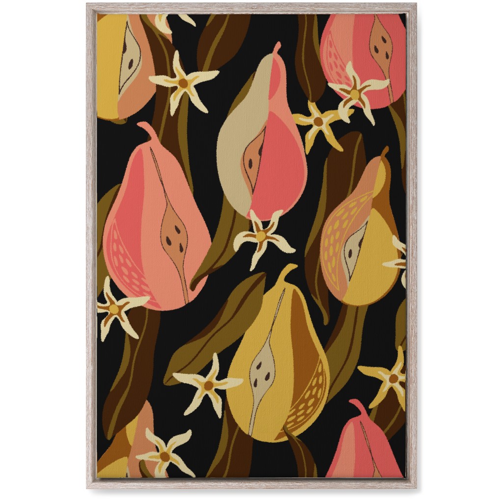 Minimal Pears Portrait - Multi Wall Art, Rustic, Single piece, Canvas, 20x30, Pink, Bright Pink