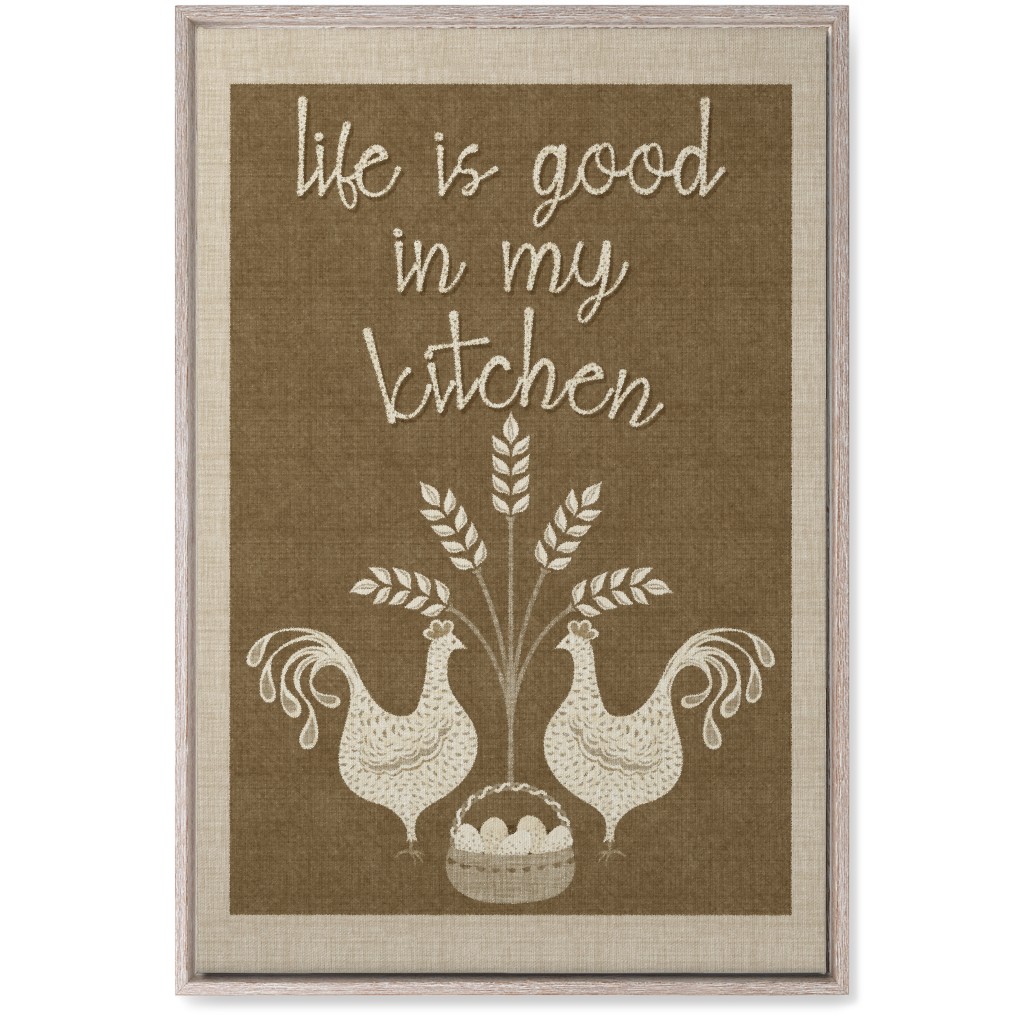in My Kitchen Vintage Chickens - Brown Wall Art, Rustic, Single piece, Canvas, 20x30, Brown