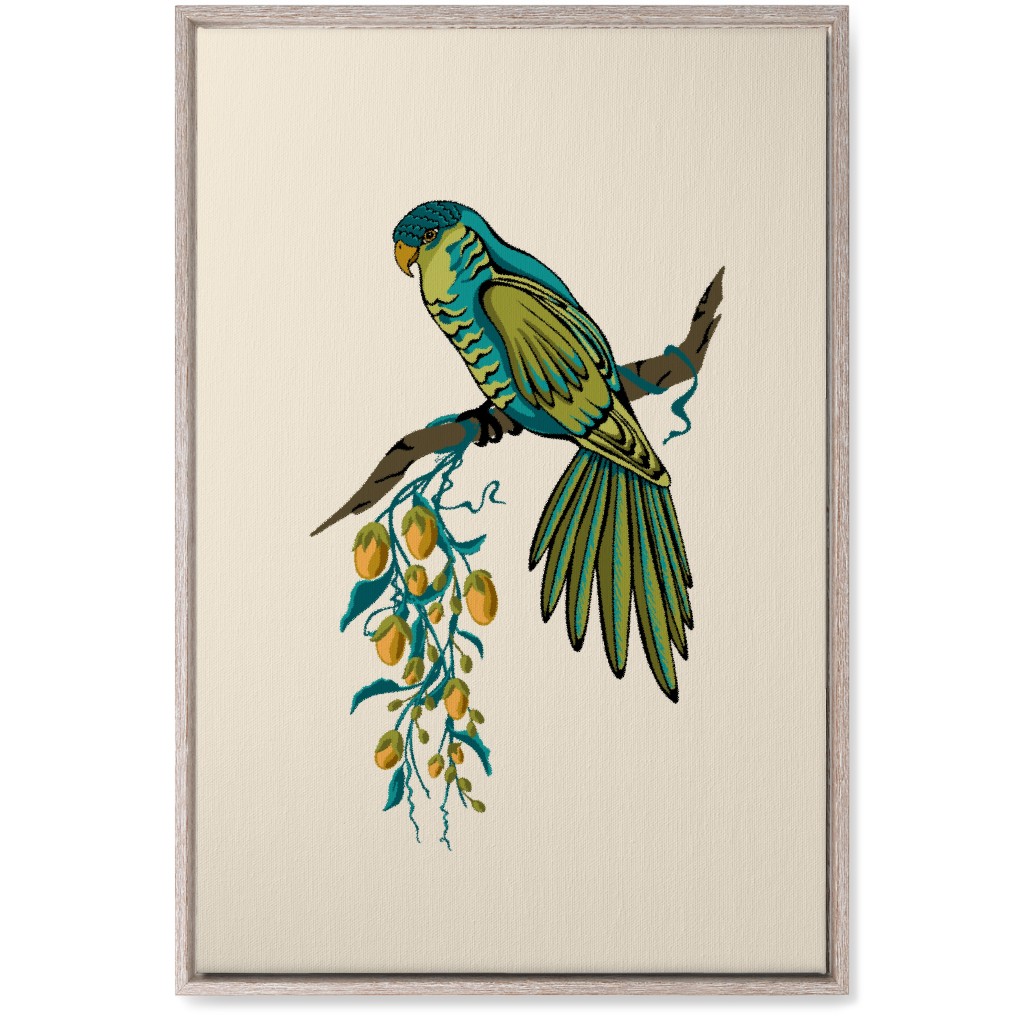 Bird Perched on Branch - Multi Wall Art, Rustic, Single piece, Canvas, 20x30, Beige, Pearl