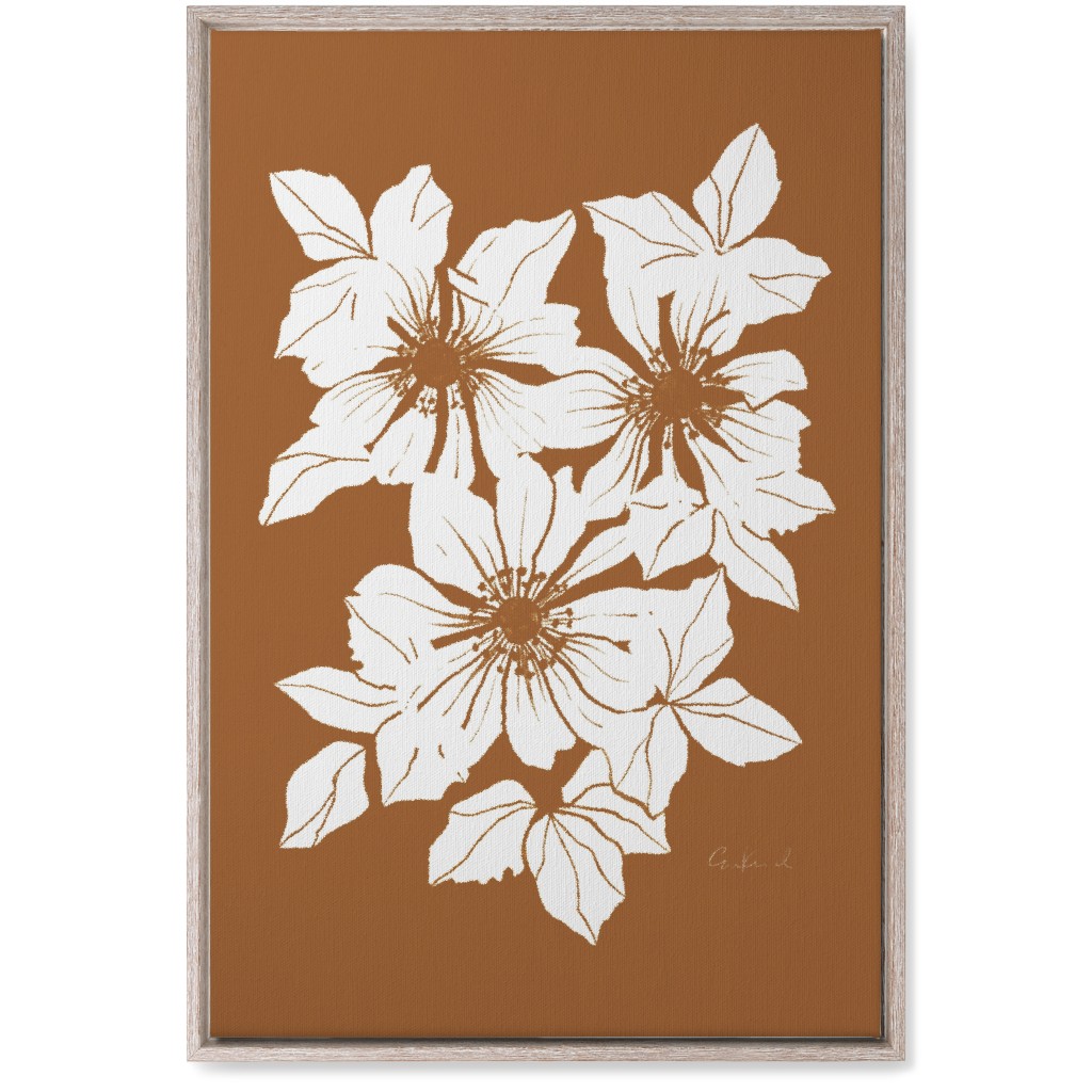 Botanical Big Anemones Wall Art, Rustic, Single piece, Canvas, 20x30, Orange, Earth