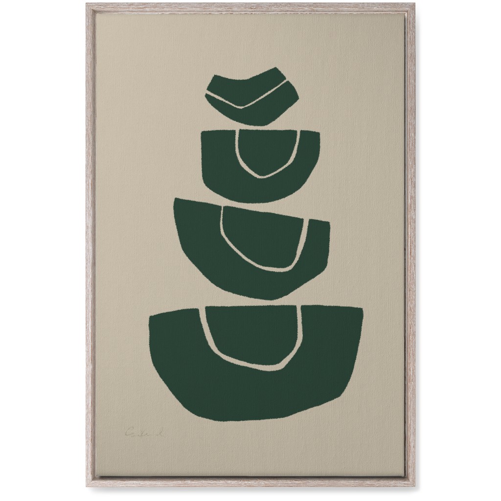 Geometric Stack Abstract Wall Art, Rustic, Single piece, Canvas, 20x30, Green, Seaweed