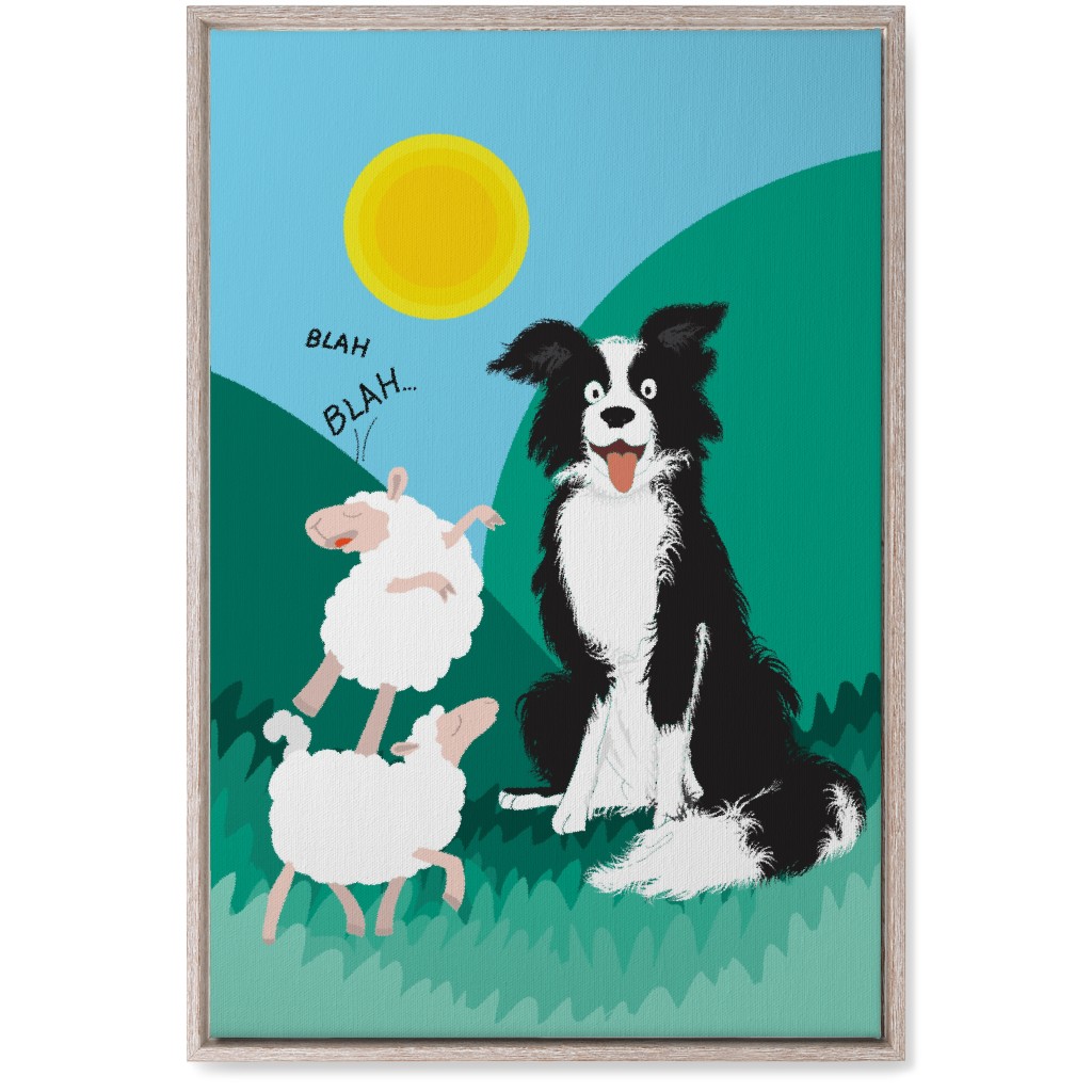 Border Collie and Sheep - Multi Wall Art, Rustic, Single piece, Canvas, 20x30, Multicolor