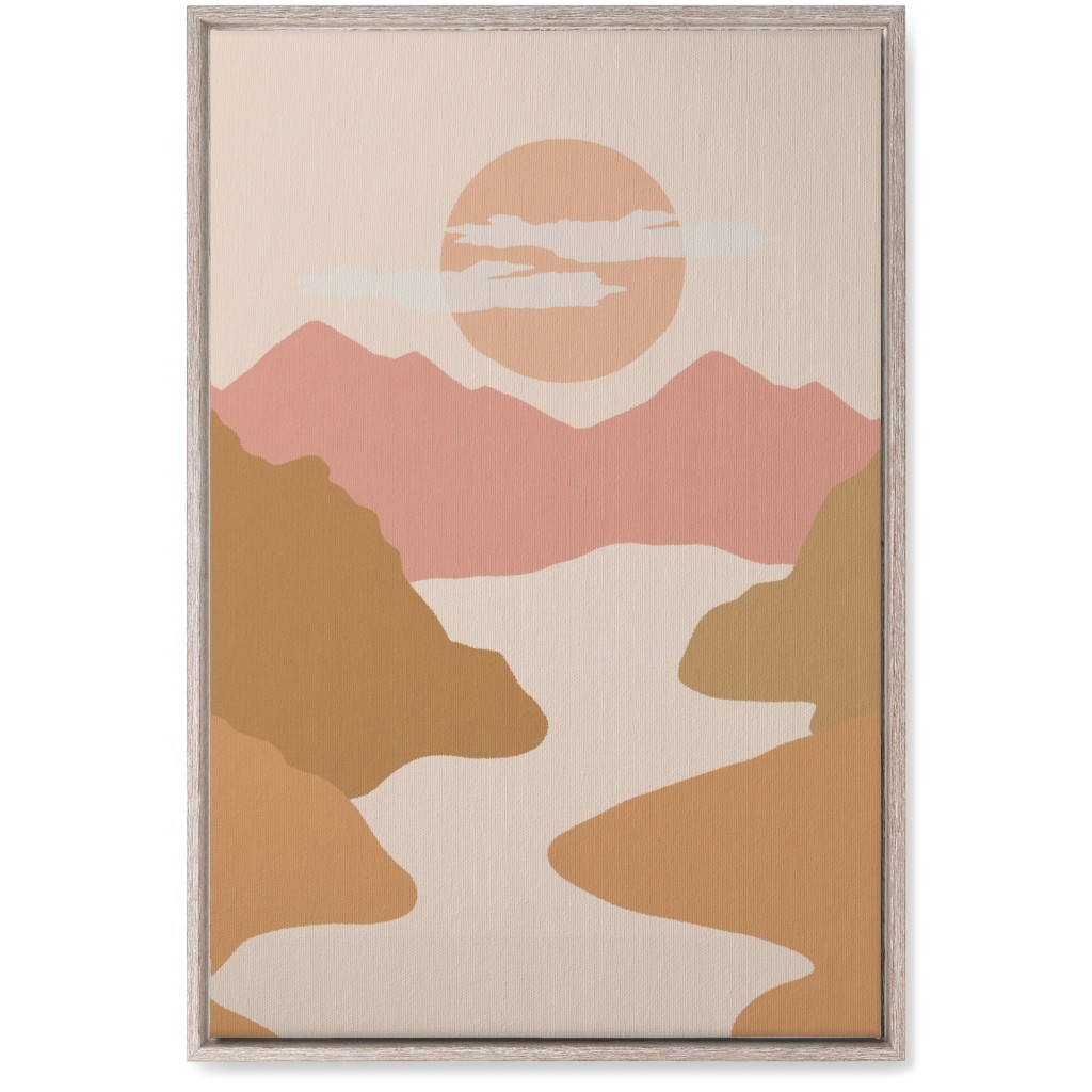 Abstract Valley Landscape - Neutral Wall Art, Rustic, Single piece, Canvas, 20x30, Orange