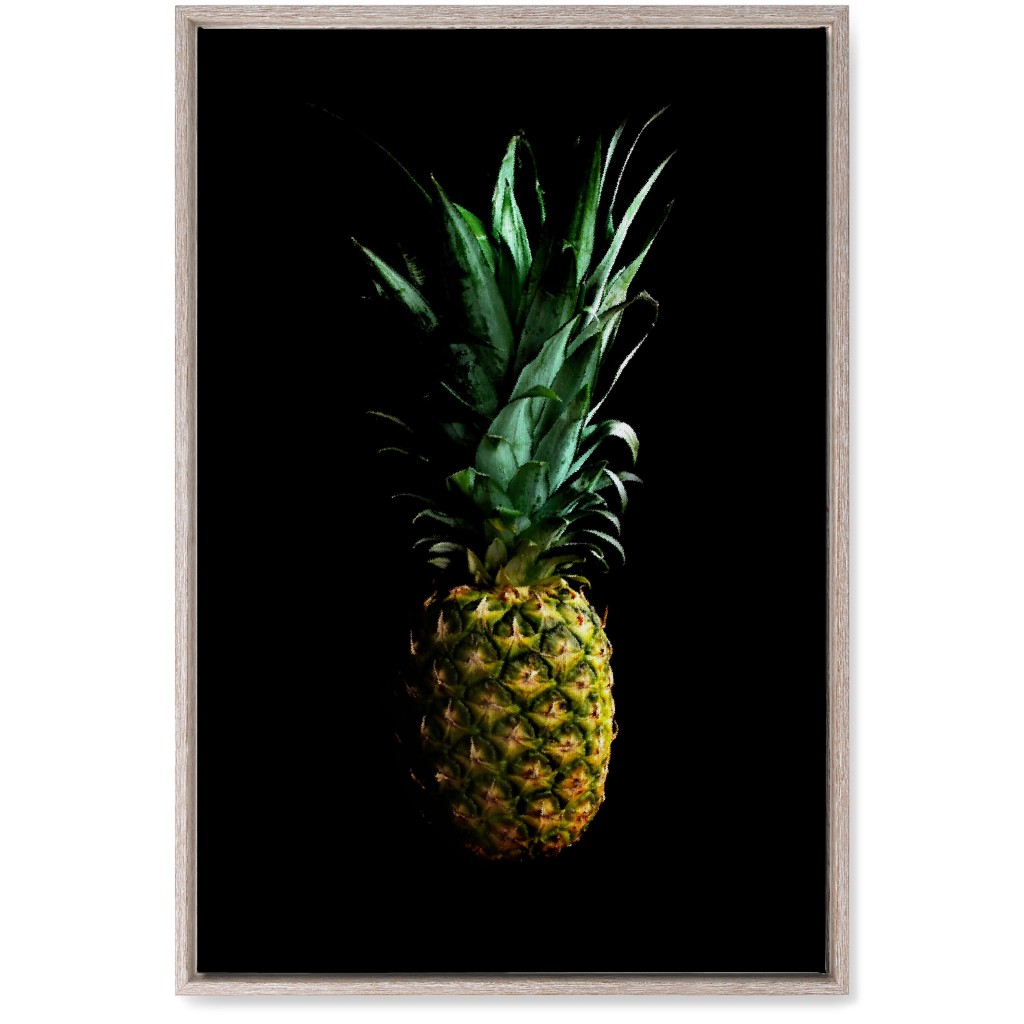 Pineapple - Yellow on Black Wall Art, Rustic, Single piece, Canvas, 20x30, Black, Black