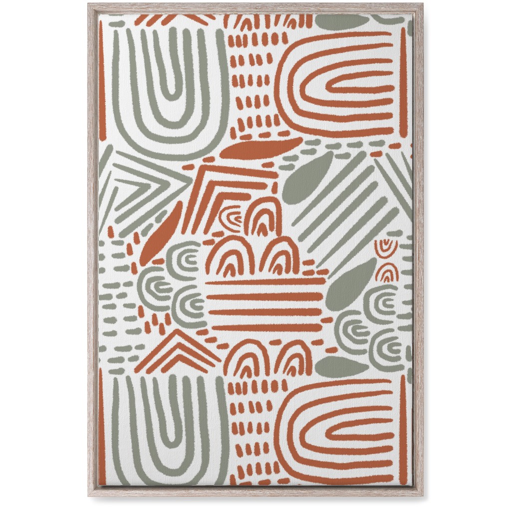 Modern Boho Abstract Shapes - Gray and Terracotta Wall Art, Rustic, Single piece, Canvas, 20x30, Orange