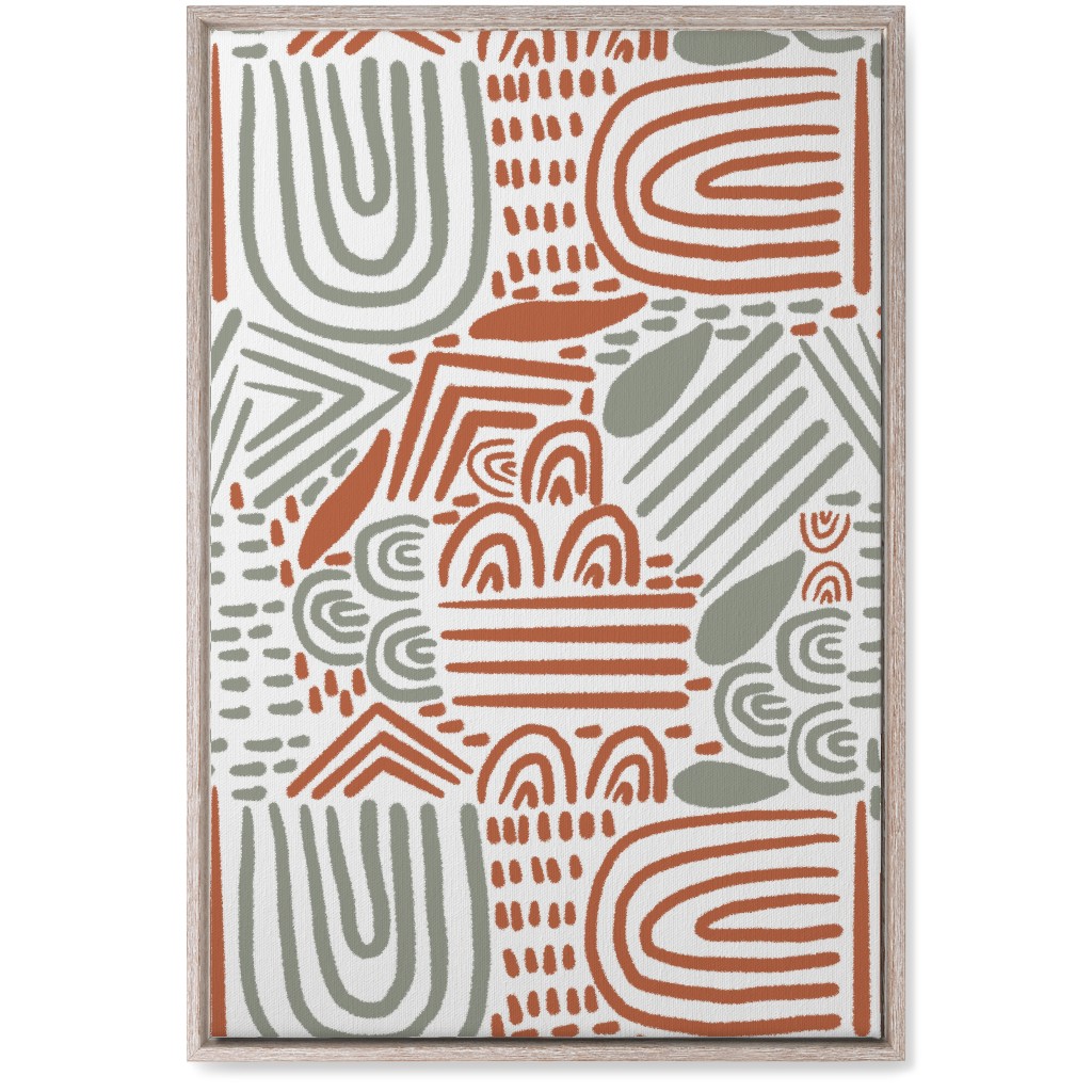 Modern Boho Abstract Shapes - Gray and Terracotta Wall Art, Rustic, Single piece, Canvas, 20x30, Orange, Orange