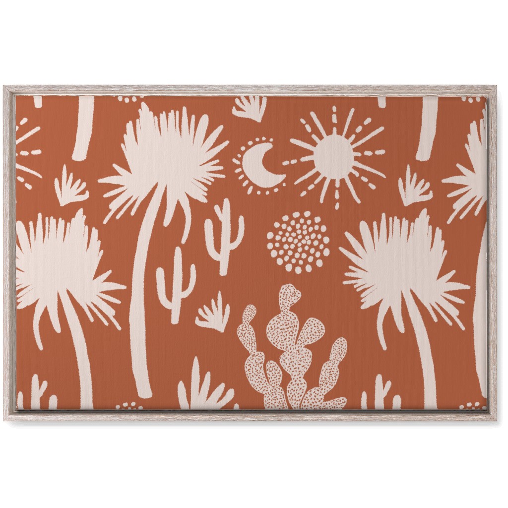 Boho Cactus and Palm Trees - Terracotta Wall Art, Rustic, Single piece, Canvas, 20x30, Orange, Orange