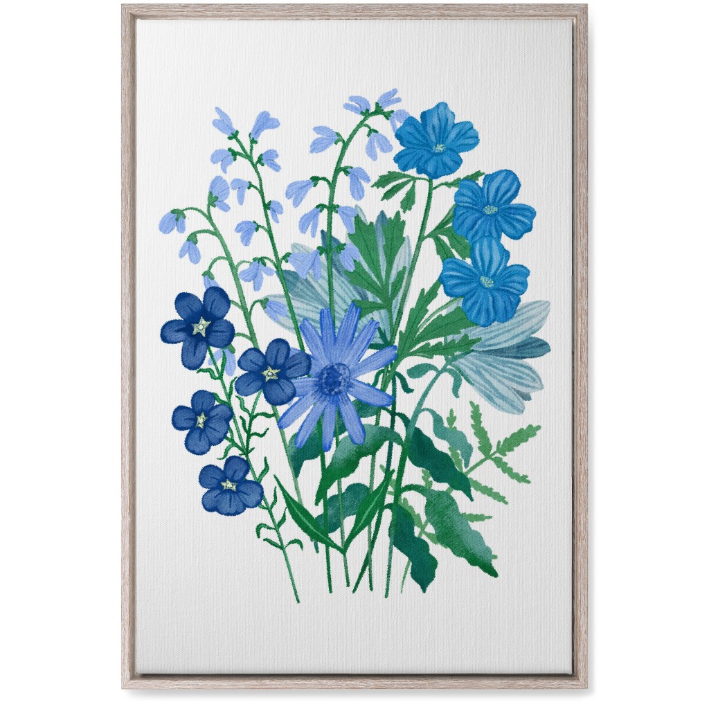 Bouquet of Flowers - Blue Wall Art, Rustic, Single piece, Canvas, 20x30, Blue