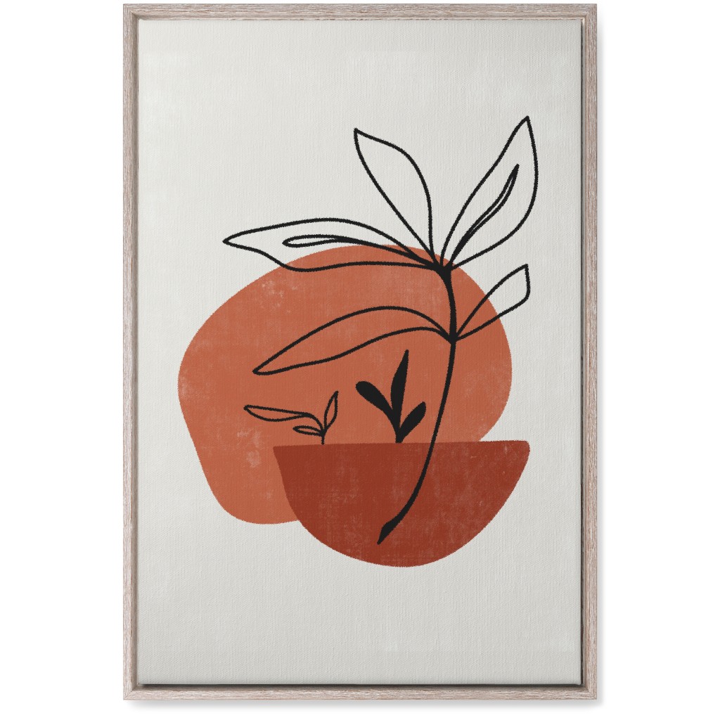Abstract Leaf Sketch - Terracotta and Ivory Wall Art, Rustic, Single piece, Canvas, 20x30, Brown