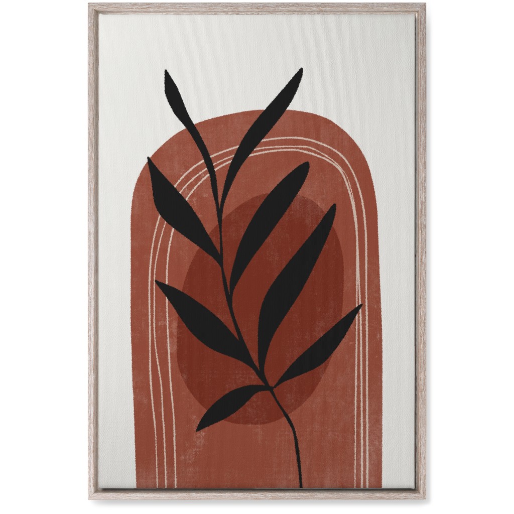 Abstract Leaf Sunrise - Terracotta and Ivory Wall Art, Rustic, Single piece, Canvas, 20x30, Brown, Brown