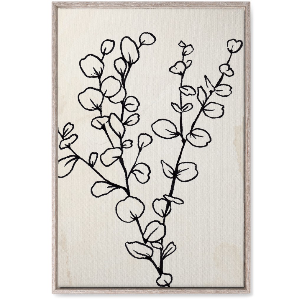 Vintage Eucalyptus Sketch - Beige and Black Wall Art, Rustic, Single piece, Canvas, 20x30, Beige