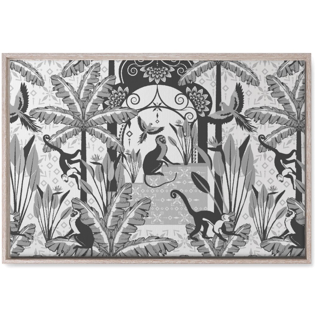 Exotic Tropical Garden Wall Art, Rustic, Single piece, Canvas, 20x30, Gray