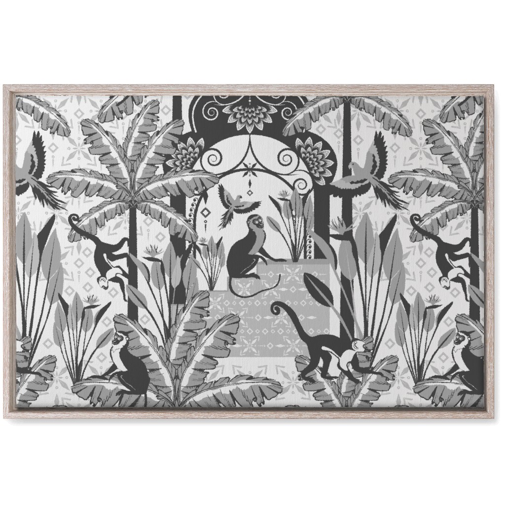 Exotic Tropical Garden Wall Art, Rustic, Single piece, Canvas, 20x30, Gray, Smoke