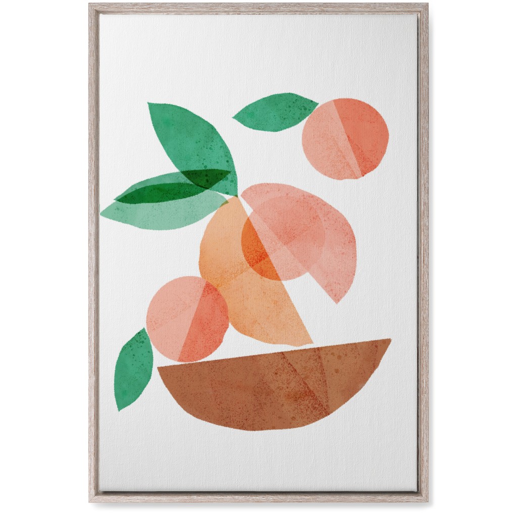 Peaches in a Bowl - Orange and Beige Wall Art, Rustic, Single piece, Canvas, 20x30, Orange, Orange