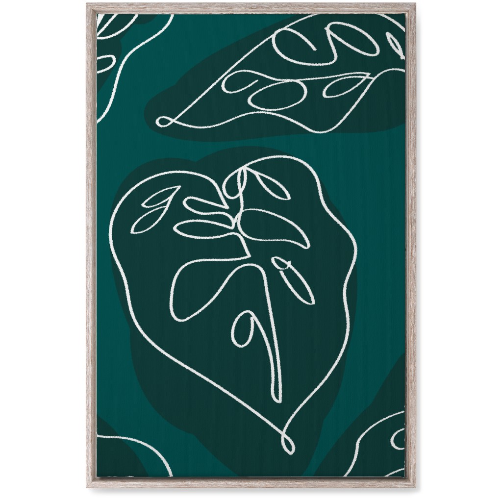 Minimalist Modern Line Art Monstera - Green Wall Art, Rustic, Single piece, Canvas, 20x30, Green, Classic Green