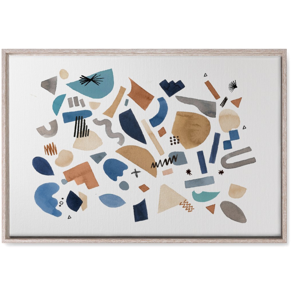 Geometric Abstract Pieces - Blue Wall Art, Rustic, Single piece, Canvas, 20x30, Multicolor