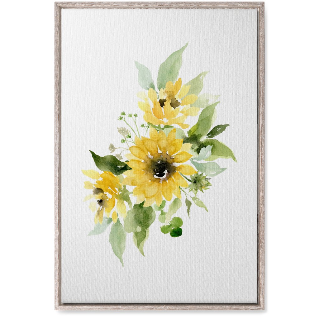 Sunflowers Watercolor - Yellow Wall Art, Rustic, Single piece, Canvas, 20x30, Yellow