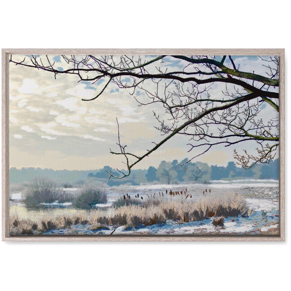 Winter Marsh With Trees Wall Art, Rustic, Single piece, Canvas, 20x30, Blue