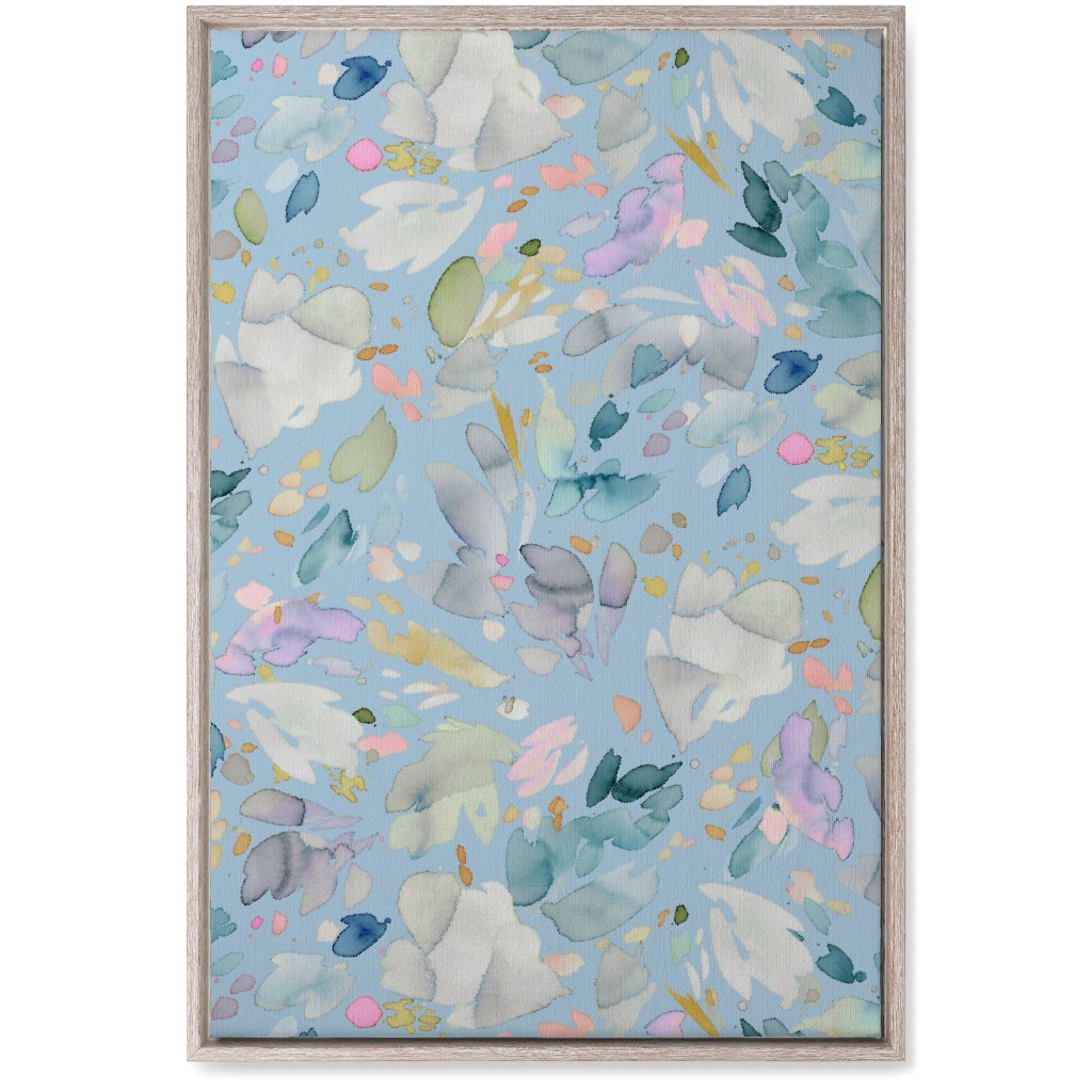 Abstract Petal Flowering Wall Art, Rustic, Single piece, Canvas, 20x30, Blue, Celeste